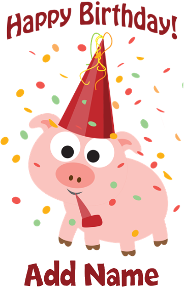 Favorite - Custom Happy Birthday! Confetti Pig Pillow Case (700x700), Png Download
