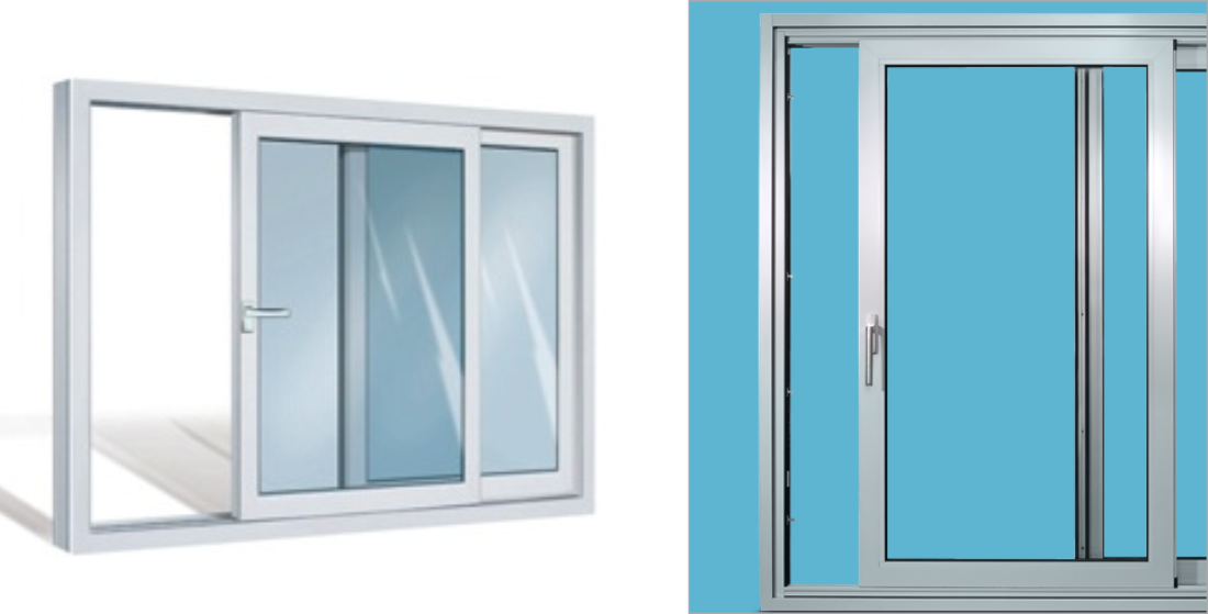 Pvc And Aluminium Parallel Sliding-tilting Doors - Aluminium Door Png (1100x559), Png Download