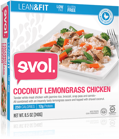 Evol Lean & Fit Coconut Lemongrass Chicken, - Evol Lean And Fit Teriyaki Chicken (421x482), Png Download