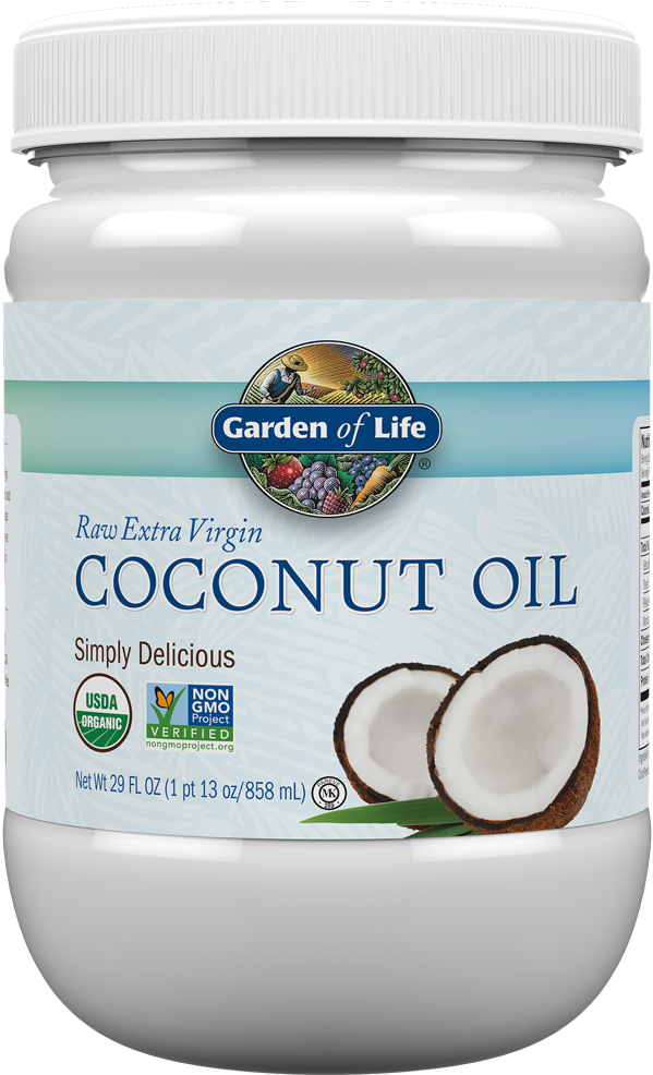 Raw Extra Virgin Coconut Oil Plastic Jar - Garden Of Life - Raw Extra Virgin Organic Coconut Oil (1000x1000), Png Download