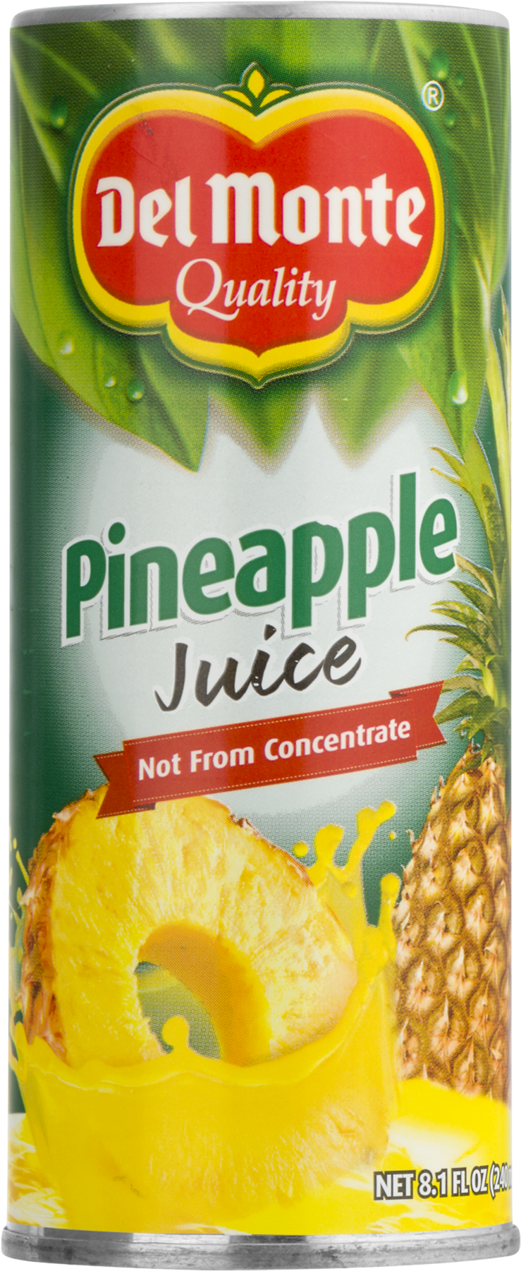 Del Monte 100% Pineapple Juice - 8.1 Fl Oz Can (1800x1800), Png Download