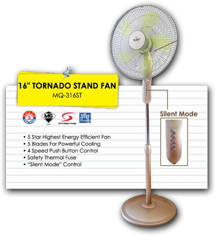 16" Tornado Stand Fan Mq-316st - Mechanical Fan (847x925), Png Download