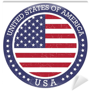 Grunge Round Stamp Of United States Of America - American Flag (400x400), Png Download