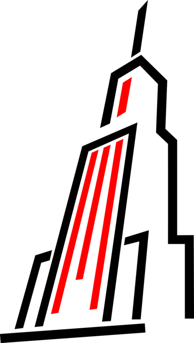 Vector Illustration Of Office Tower Building Skyscrapers - Illustration (395x700), Png Download