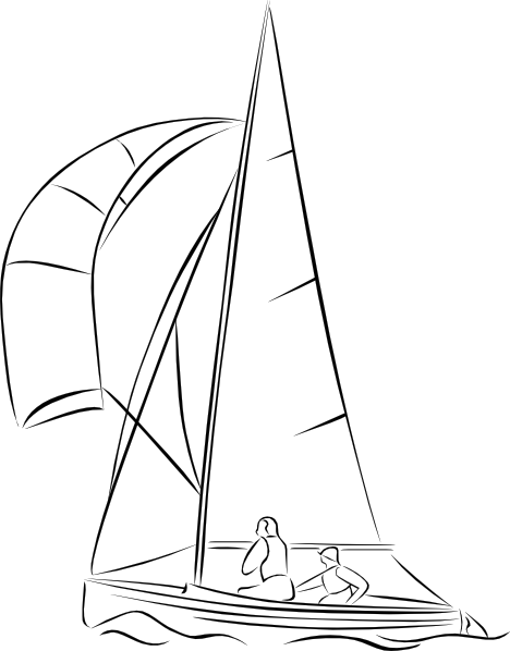 Sailing Black And White (468x598), Png Download