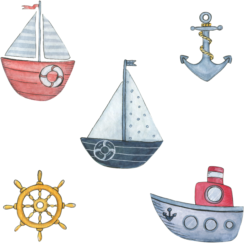 Hand Painted Three Sea Boats Png Transparent - Portable Network Graphics (1024x1024), Png Download