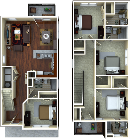 4 Bedroom Apartments Tucson - Retreat Apartments Bedrooms (640x480), Png Download