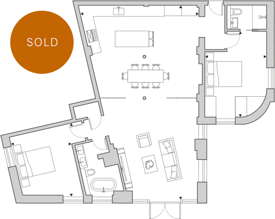 Bp Apartment02 Floorplan - Floor Plan (750x450), Png Download