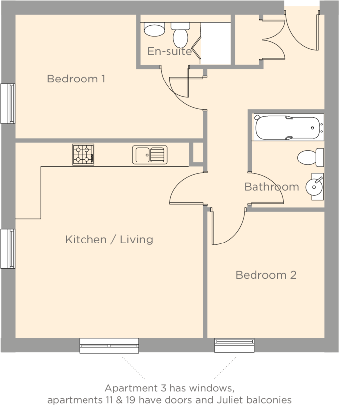 Hemingway Court Plans The Fitzgerald - Kitchen (1000x1000), Png Download