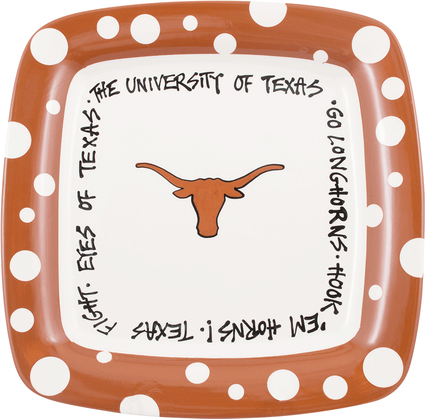 University Of Texas Polka Dot Plate - Texas Longhorn (870x1280), Png Download
