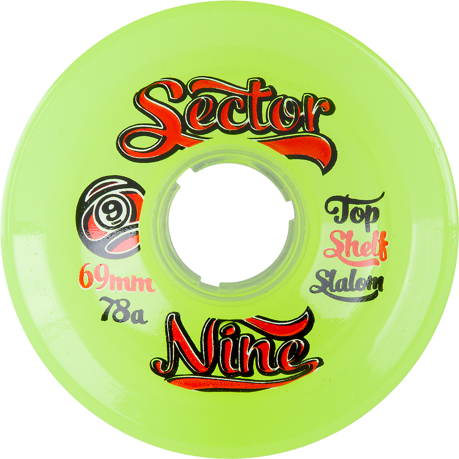 69mm 78a 9-ball Wheels - Sector 9 Top Self Nine Balls Skateboard Wheel Orange (1800x1800), Png Download