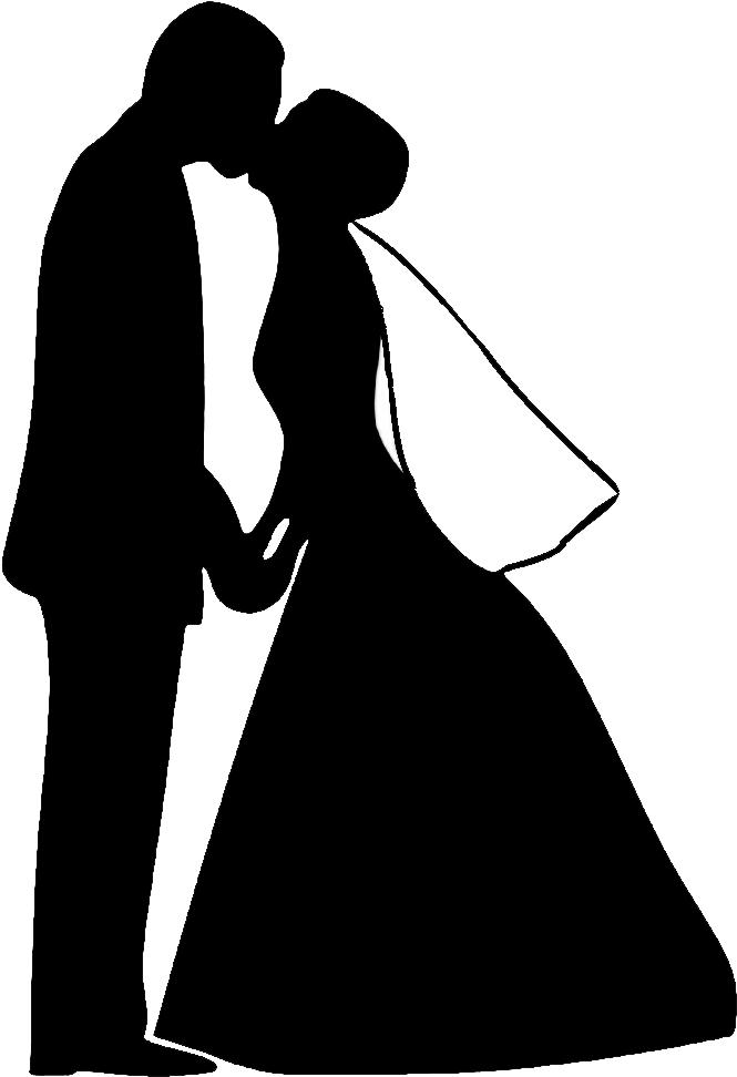 Free Bride And Groom Silhouette Png - Wedding Dance Clipart Black And White (948x1164), Png Download
