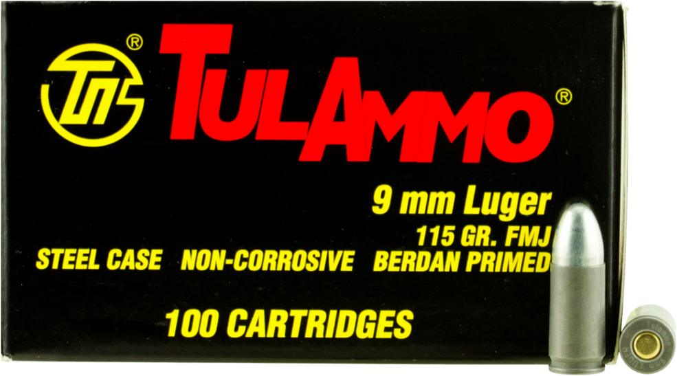 Tulammo Ta919100 Centerfire Handgun 9mm 115 Gr Fmj - Tula 7.62 X39 Hollow Point (1024x603), Png Download