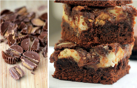 Reese's Peanut Butter Cup Cheesecake Brownies - Chocolate Brownie (570x570), Png Download