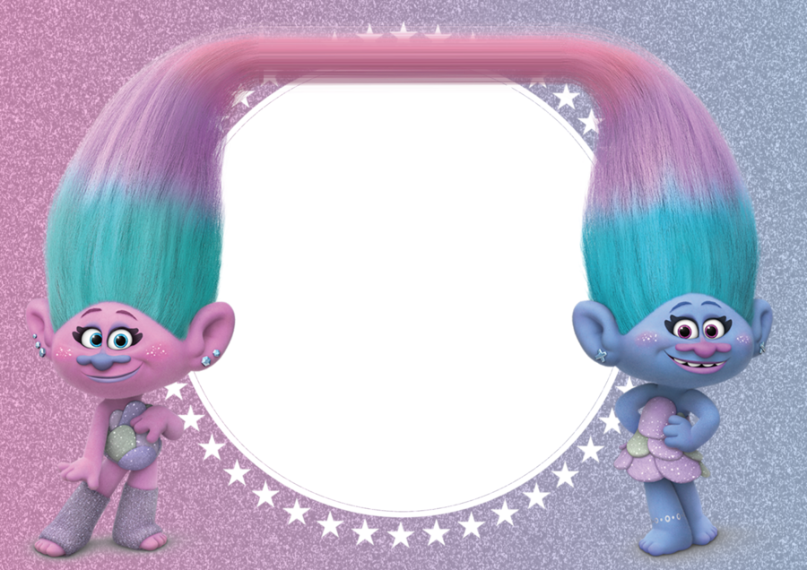 Moldura Trolls Clipart Trolls Party - Imagenes De Los Trolls Satin Y Seda (900x636), Png Download