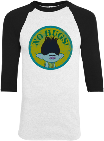 Dreamworks' Trolls No Hugs Branch Youth Raglan - Niederlassung Der Schleppangel-| - Keine Taschenspiegel (480x480), Png Download