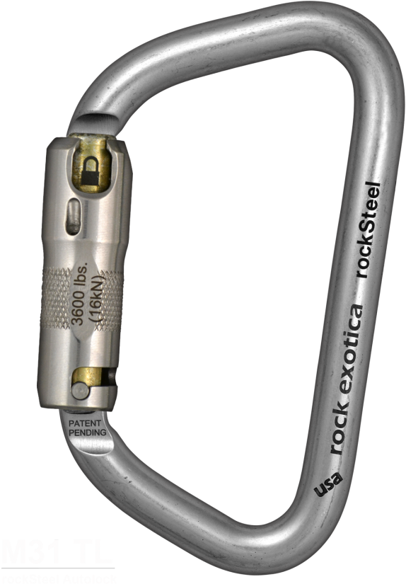 Rocksteel Autolock Carabiner - Rock Exotica M31 Rocksteel Carabiners (650x866), Png Download