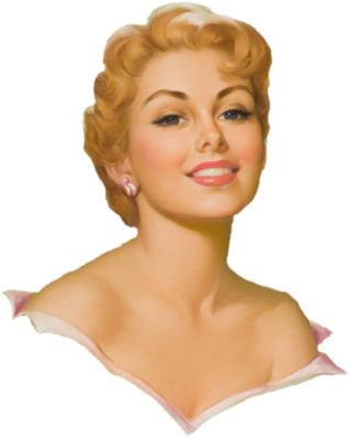 Vintage Femme Portrait - Pearl Frush Pin-up Girl Art Print 32x24 (350x422), Png Download