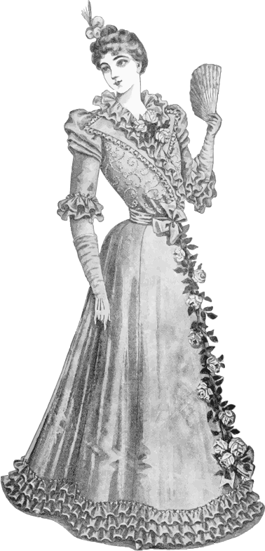 Medium Image - Woman On Dress Vintage Png (378x784), Png Download