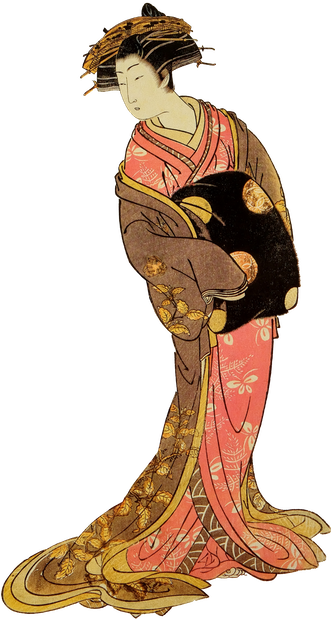 Japanese Vintage Woodcuts - Woman (618x618), Png Download