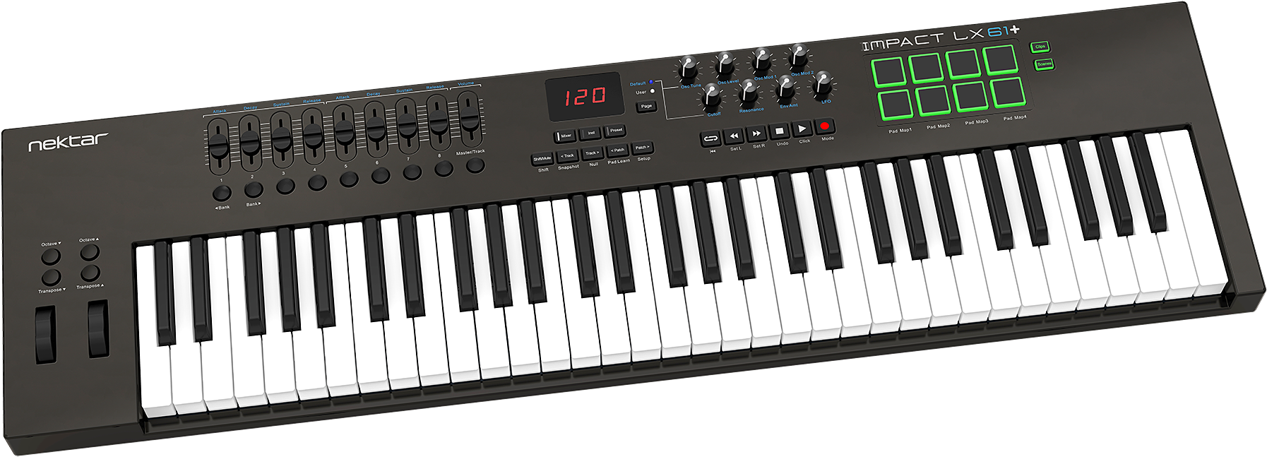 More Creativity - Nektar Impact Lx61+ 61-key Usb Midi Daw Controller (1800x662), Png Download