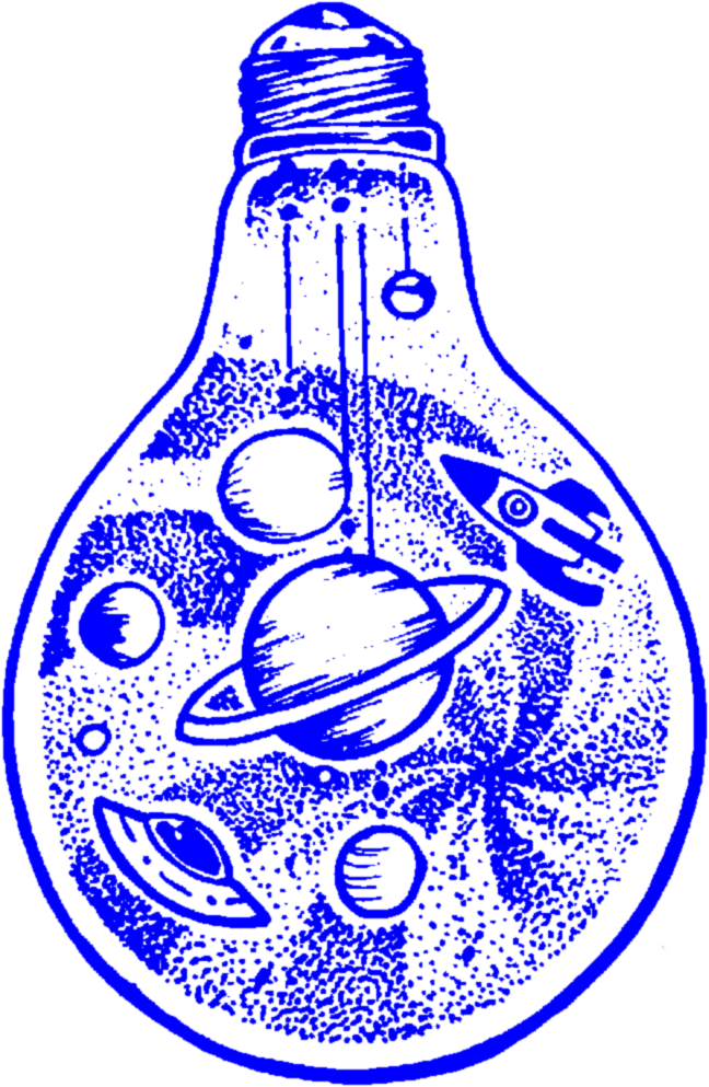 Planets Clipart Aesthetic - Light Bulb Space Drawing (648x993), Png Download