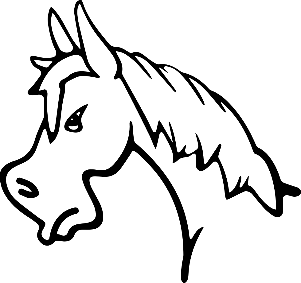 Angry Horse Face Side View Outline Comments - Horse Side View Outline (980x922), Png Download