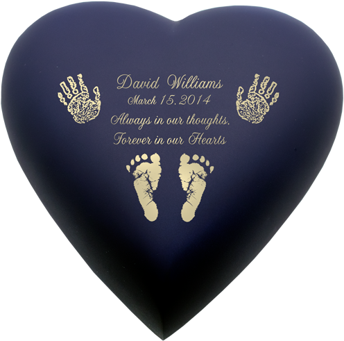 Brass Heart Blue Nightfall- Actual Hands Or Feet - Baby Urn Scarlet Candle Holder Memorial Actual Hands (500x500), Png Download