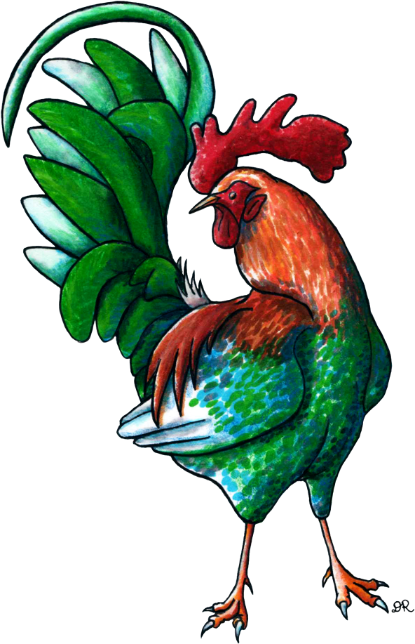 More Like Flying Guardian - Illustration Rooster Drawing (608x929), Png Download
