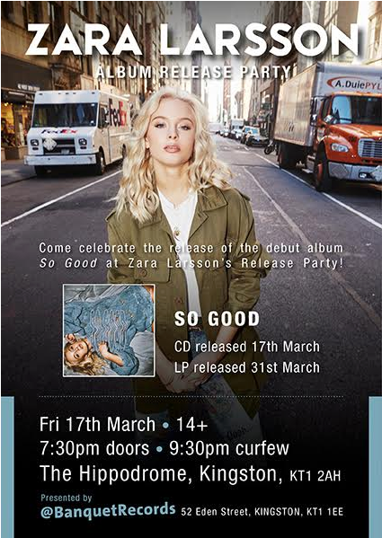 Friday 17th March At The Hippodrome, - Zara Larsson So Good Vinyl Record (598x598), Png Download