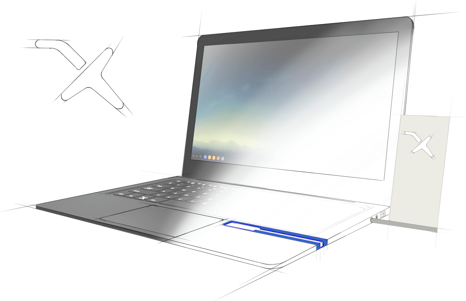 Laptop Extension Mirabook Concept - Netbook (1920x997), Png Download