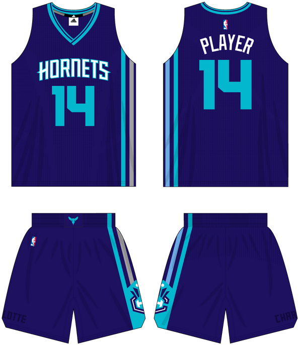 Charlotte Hornets Road Uniform 2014 15 - Motor City Nba Jersey (600x696), Png Download