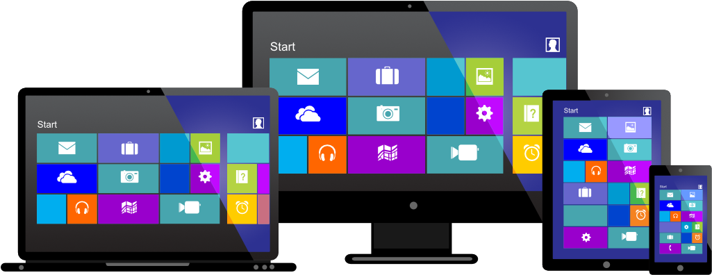 Windows Laptop Monitor Tablet Mobile Devices - Windows 8.1 Beginners Guide: Easy Guide To Use The (1024x413), Png Download