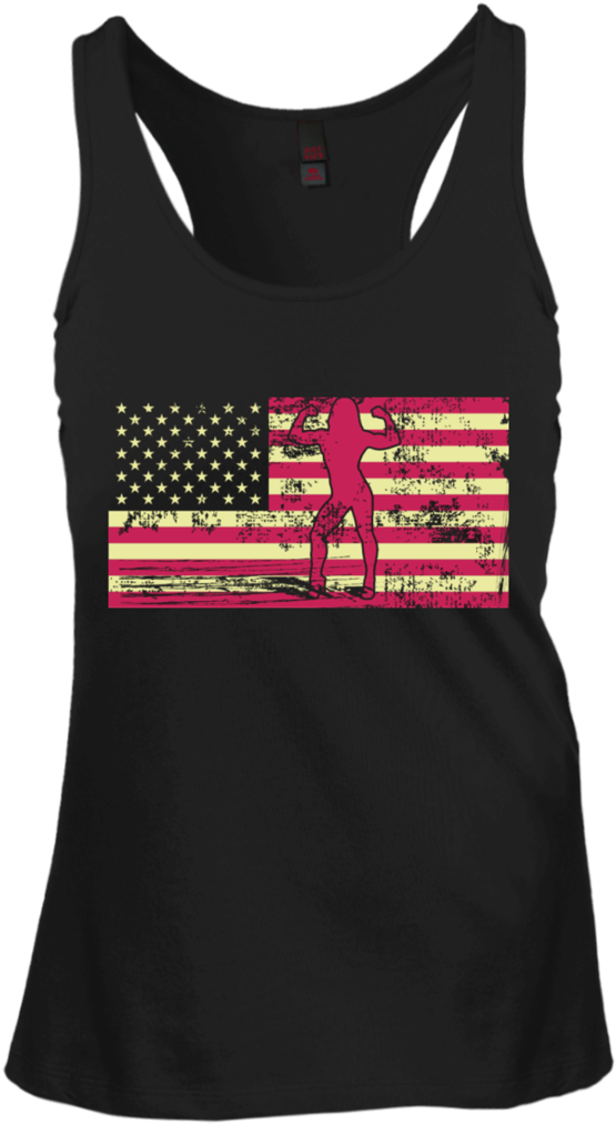 Female Bodybuilder Silhouette On The American Flag - Dog Mother Wine Lover (1024x1024), Png Download