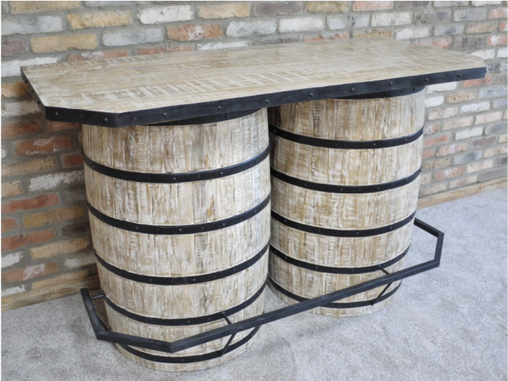 Mango Wood Wine Barrel Bar Table - Barrel (800x800), Png Download