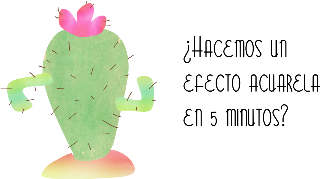 Dibujo Efecto Acuarela En 5 Minutos Con Powerpoint - Dibujo De Cactus Acuarela (1219x627), Png Download