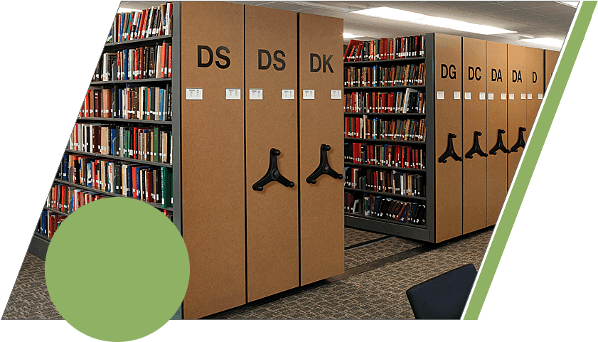 Learn More About Mobile Track Shelving - Library (851x481), Png Download