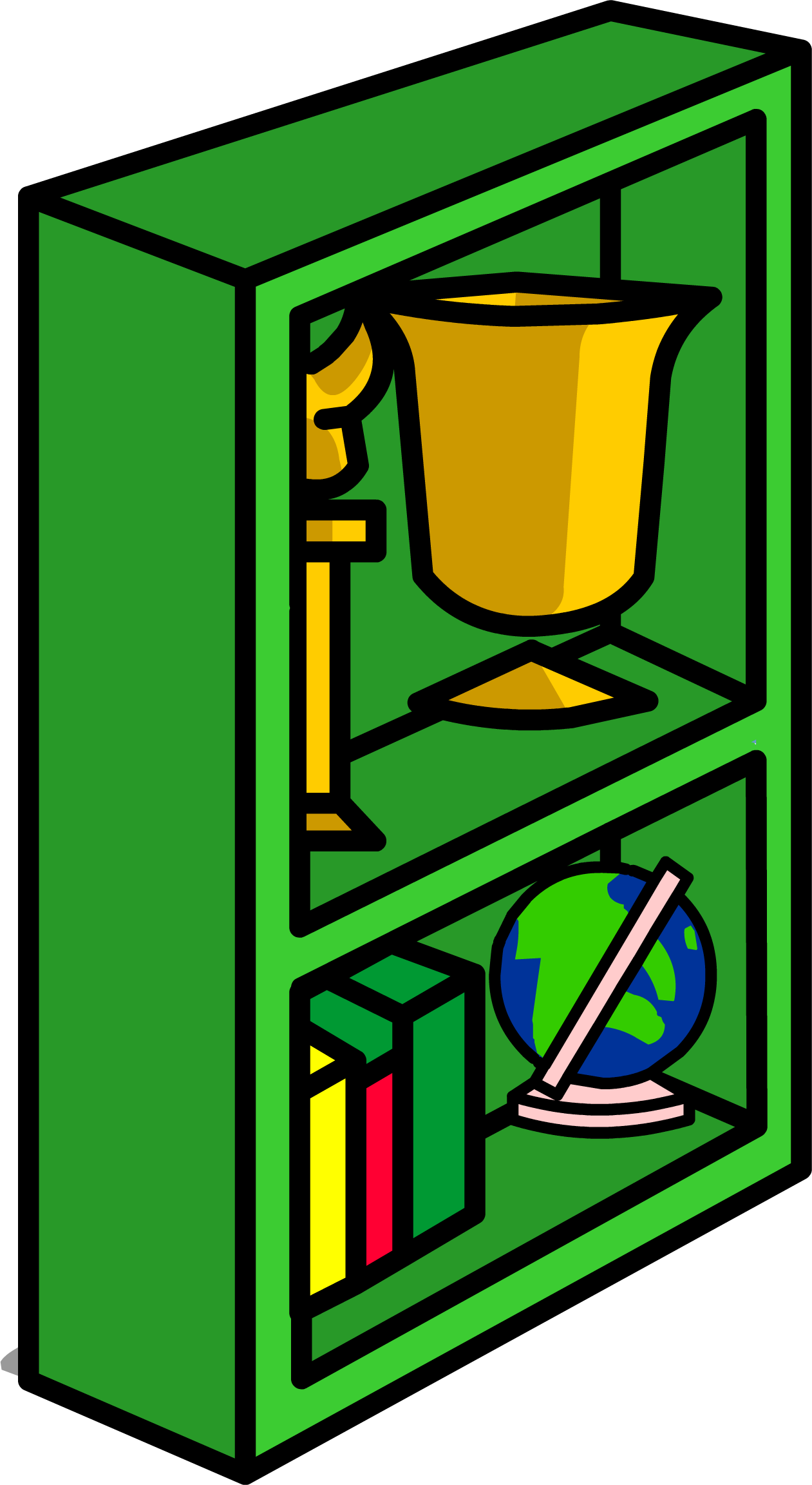 Green Bookcase Sprite 012 - Club Penguin Green Bookcase (1261x2304), Png Download