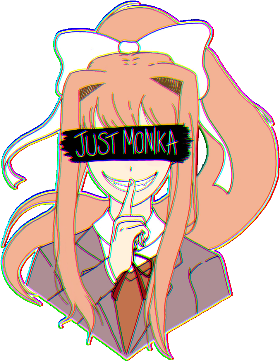 Report Abuse - Monika Transparent Glitched (1024x1323), Png Download