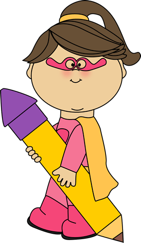 Cute Superhero Clipart - Girl School Clipart (290x500), Png Download