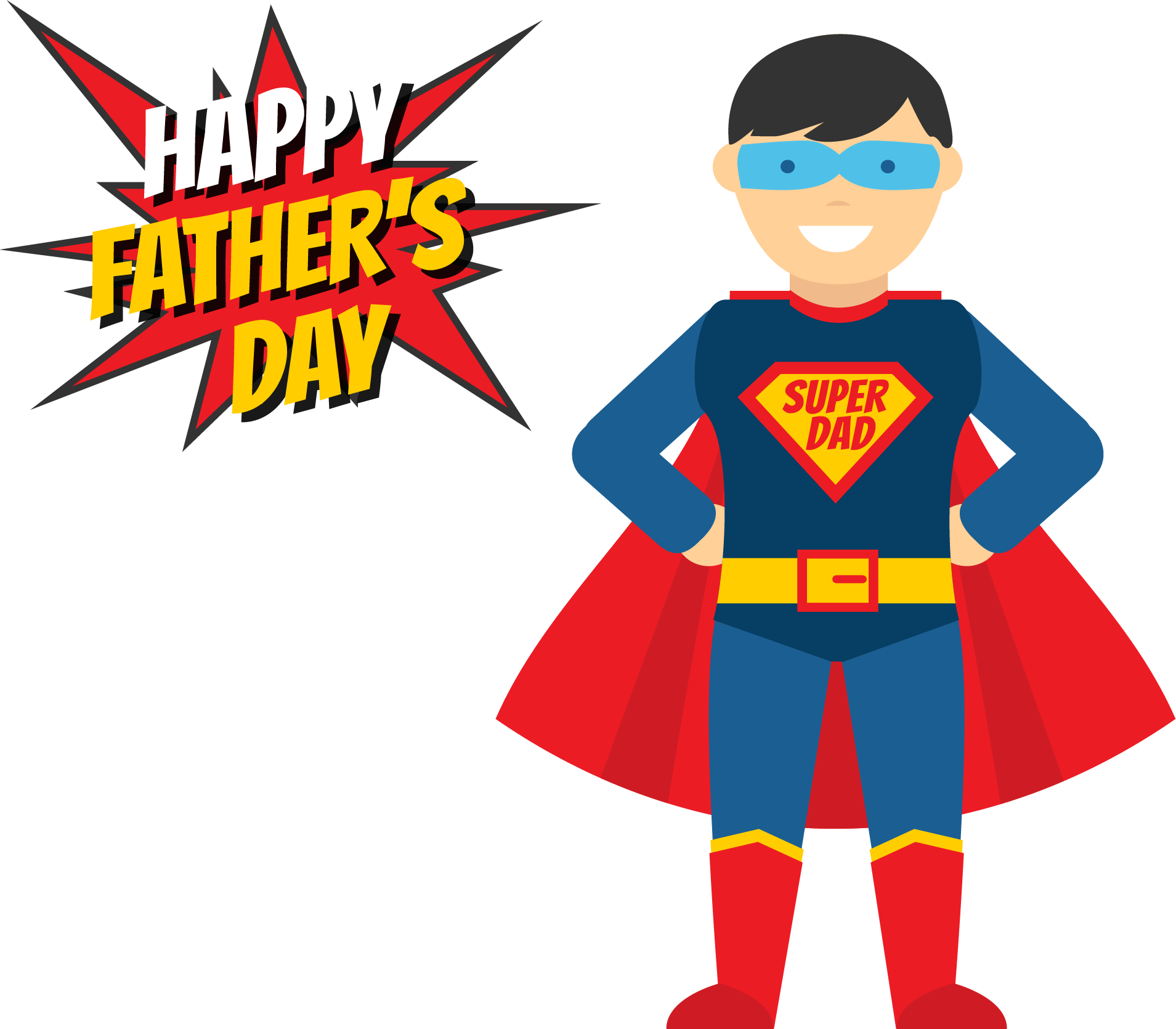 Fathers Day Superhero Illustration - Happy Fathers Day Superhero (1909x1670), Png Download