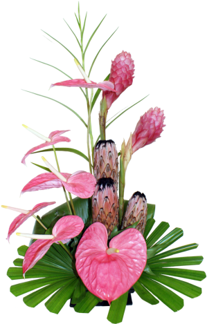Floral Arrangements - Pink Exotic Floral Arrangements (400x520), Png Download