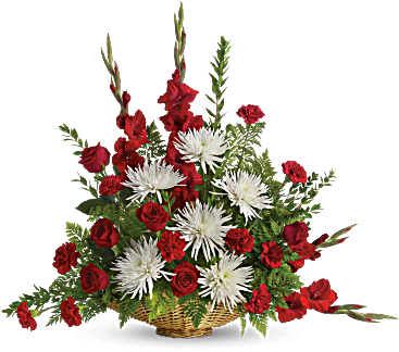 Red And White Sympathy Arrangement - Enduring Grace (368x460), Png Download