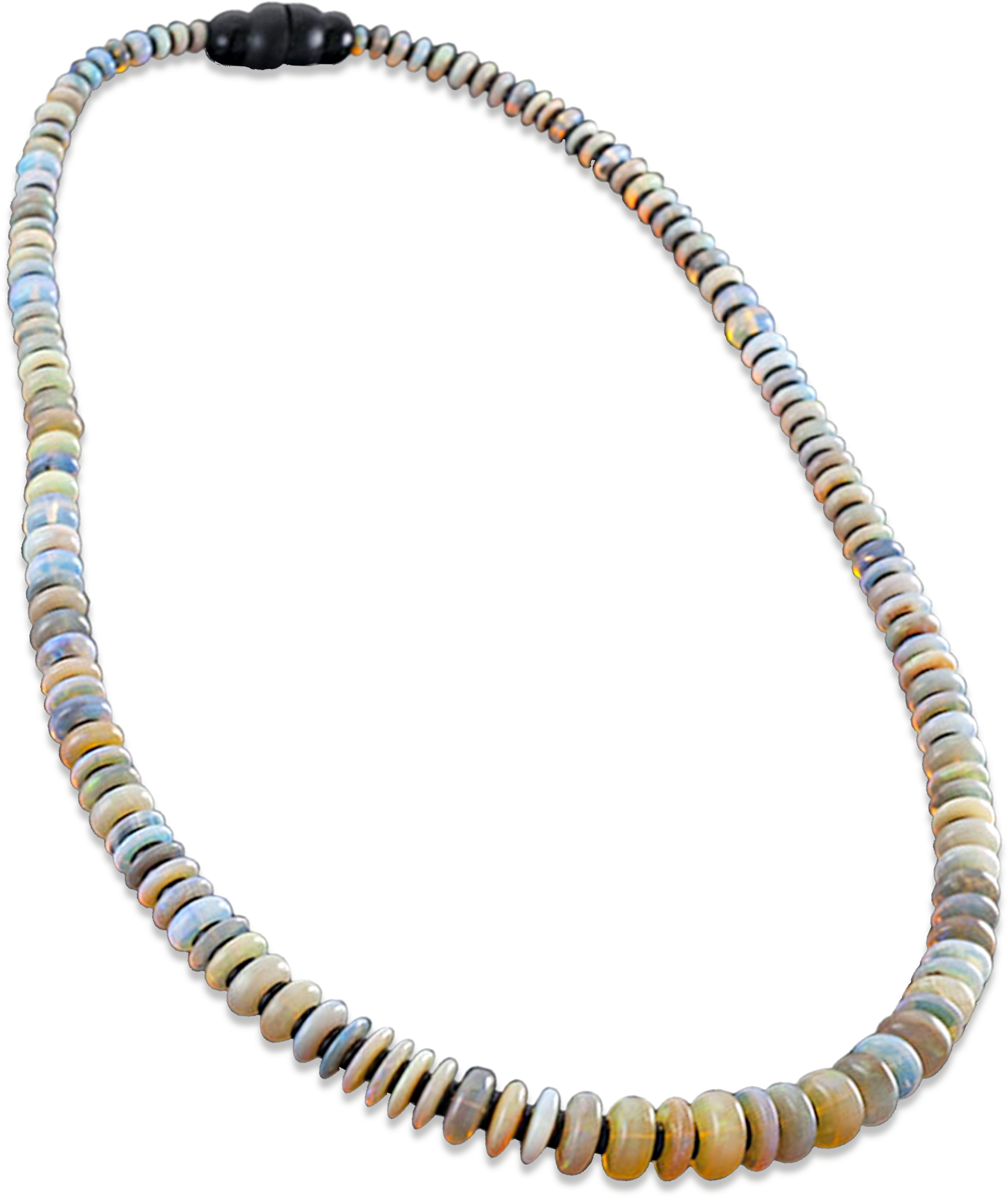 Australian Opal And Black Onyx Bead Necklace - Necklace (2000x2500), Png Download