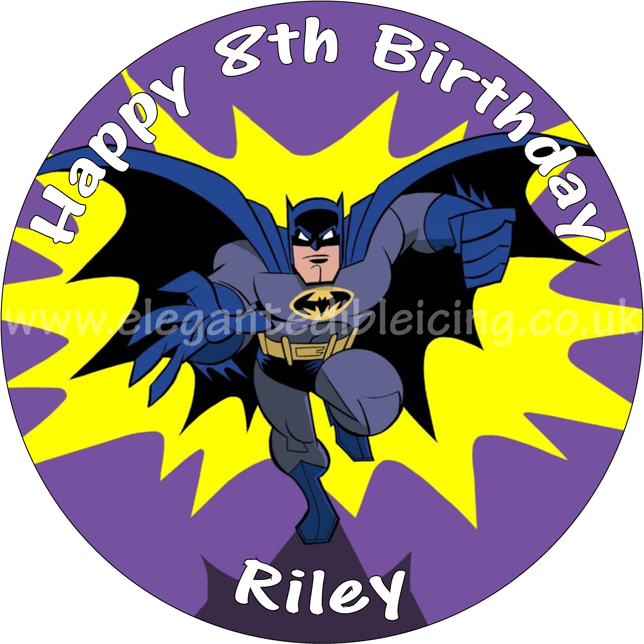 Batman Cartoon Birthday Cake Personalised Edible Printed - Batman Cartoon (2250x2250), Png Download