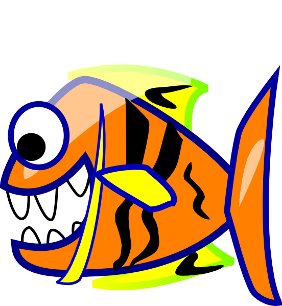 Orange Fish Clip Art At Clker - Gambar Kartun Ikan Piranha (552x599), Png Download