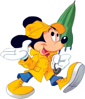 Happy Disney Clipart & Happy Disney Clip Art Images - Mickey Mouse With An Umbrella (398x460), Png Download