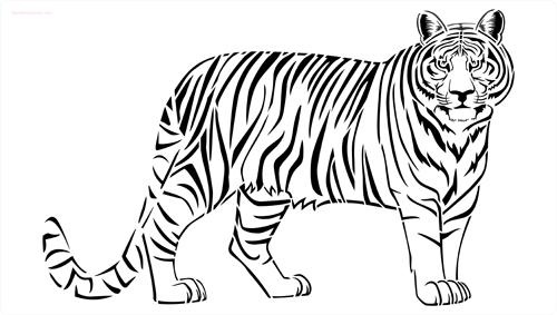 Tiger Stencil - Tiger Clip Art (500x283), Png Download