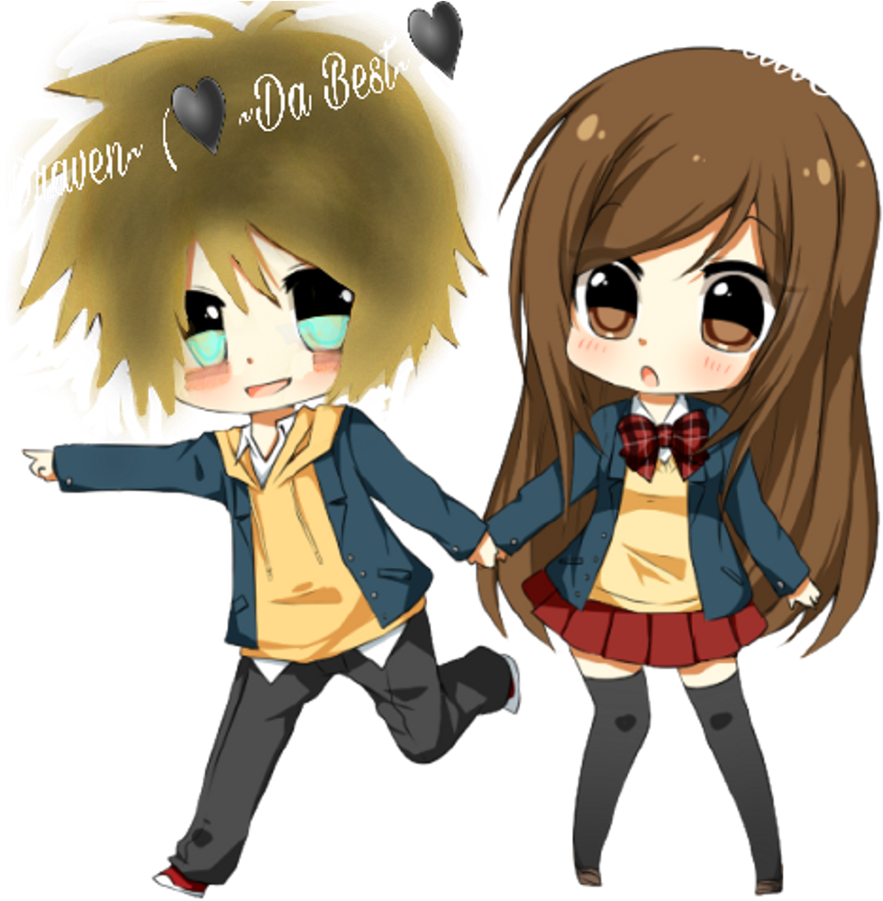 Cute Chibi Anime Couple (1024x1024), Png Download