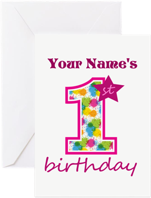 1st Birthday Splat Personalized Greeting Card By Birthday - Happy 1st Birthday Ashley (460x460), Png Download